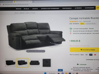 Canapé ou divan ou fauteuil inclinable genre lazy boy