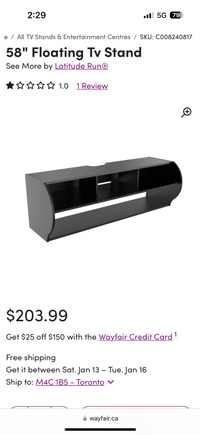 Floating tv stand for tv up to 60"