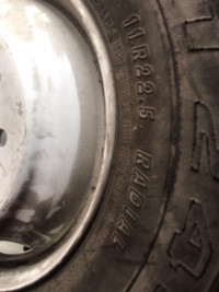 1 X, Tire, 11 R 22.5, Used, $150,-