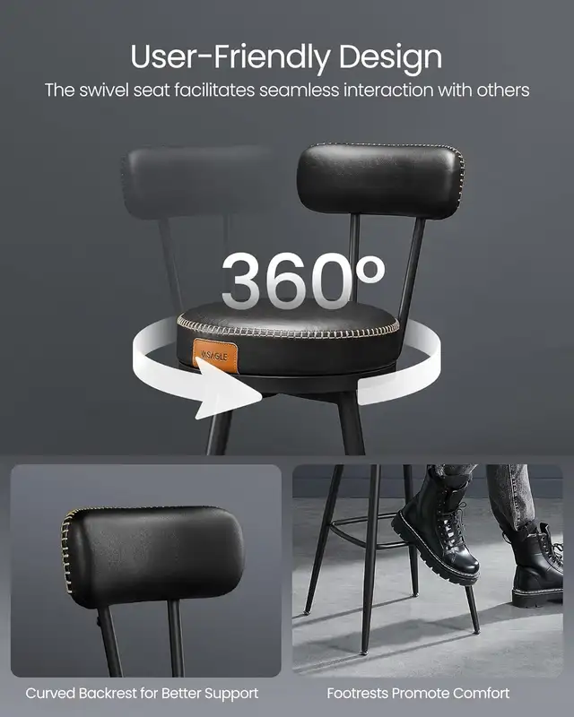 Swivel Counter Bar Stool with Back, Synthetic Leather with Stitc in Chairs & Recliners in Markham / York Region - Image 9
