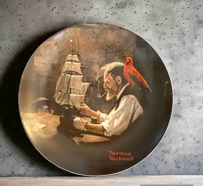 Vintage from 1980 Excellent Preowned Condition Collector Plate - Norman Rockwell The Ship Builder. S...