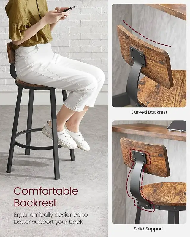 Counter Stools, Bar Chairs with Backrest, 24.6-Inch Tall Seat, R in Chairs & Recliners in Markham / York Region - Image 7