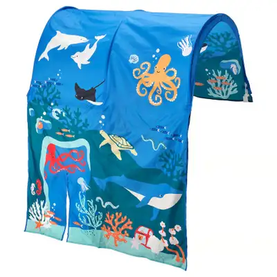 KURA Bed tent, ocean animals pattern from IKEA. KURA Tente pour lit, motif animaux aquatiques achete...