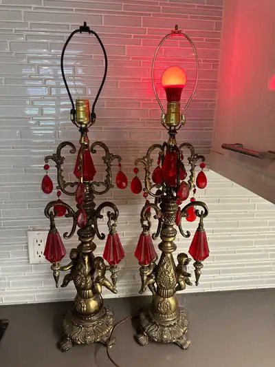 WOW! ANTIQUE HOLLYWOOD REGENCY TABLE LAMPS VINTAGE LIGHT, View more
