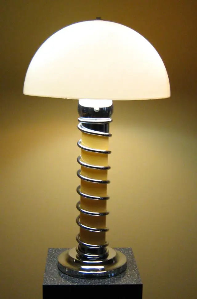 VINTAGE MCM ARTISAN SCULPTURAL  CHROME COIL SPRING MUSHROOM LAMP in Indoor Lighting & Fans in City of Toronto - Image 2