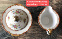 Japan made fine ceramic seasoning saucer and creamer