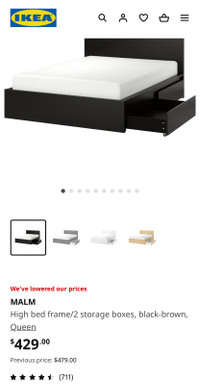 Ikea bed frame (queen size) / 2 storage boxes 