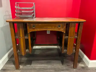 Antique Mission Oak Desk / Library Desk & Accessories, View more