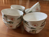 For Sale: Vintage Oriental Tientsin Porcelain 4.4” Rice Bowls