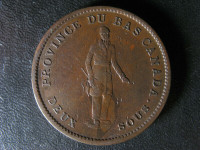 1837 CANADA ONE PENNY DEUX SOU PROVINCE  BANK TOKEN