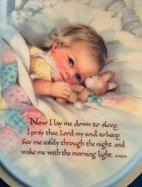 Now I Lay Me Down to Sleep Oval Plaque Vintage Nursery Prayer