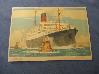 R.M.S. SCYTHIA STEAMSHIP-RARE 1950'S ON BOARD COLOR POSTCARD-8", View more
