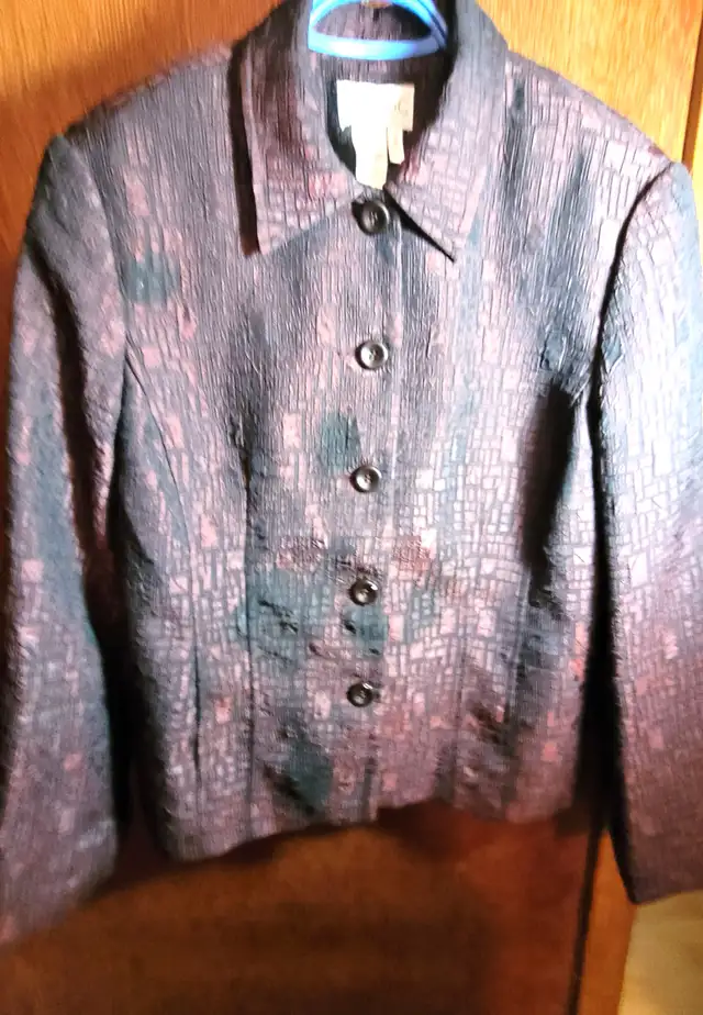 Conrad C Collection Textured Metallic Button Up Blazer Jacket in Women's - Tops & Outerwear in Markham / York Region - Image 9