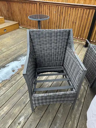 Set of 4 plastic wicker patio chairs, View more