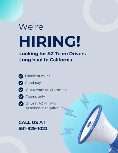 Hiring AZ drivers for California USA, View more