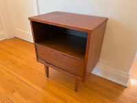 mid century walnut nightstand w/ drawer