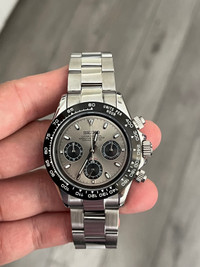 Seiko mod silver grey Daytona chronograph watch