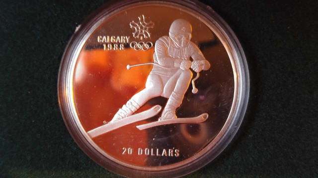 1988 CALGARY OLYMPIC "DOWNHILL SKIING" $20 COIN in Arts & Collectibles in Calgary