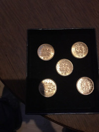 22 karat solid gold 5 dollar 5 Canadian coins 1912 13  ms grade 