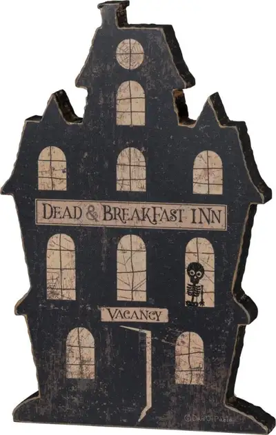 Dead & Breakfast Inn Chunky Shelf Sitter Halloween Decor NEW, View more
