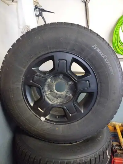 Size 265/70/R17. Used for only 5 months, bought brand new. 4 rims and 4 tires, a spare tire and nuts...
