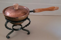 Vintage Hand Hammered Copper Chaffing Sauce Pan Butter Melting