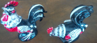 Beautiful, Collectible Pair of Ceramic Roosters, Red/Black Japan