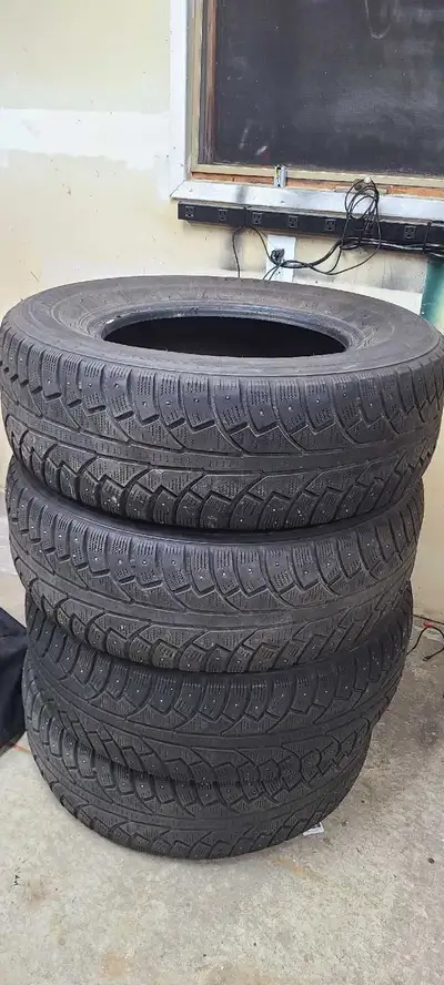 Westlake, FrostXtreme studded winter tires. Another season, maybe 2 left in these. First hundred buc...