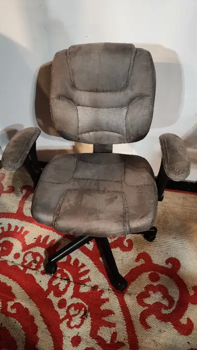 gray suede armchair rolling office computer chair, View more