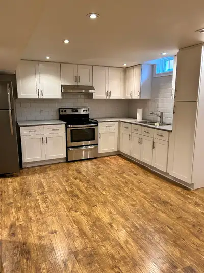 - 1 bedroom - 1 bathroom - 1 parking spot on driveway - side door entrance into garage - shared laun...