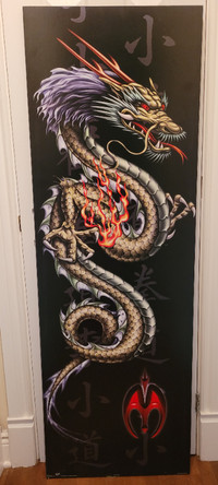 Chinese Dragon print on hardboard / Impression de dragon chinois