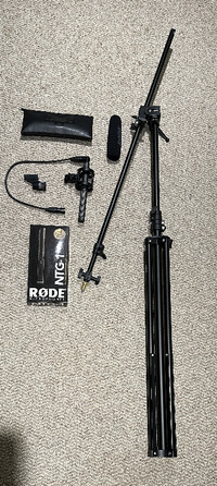 Rode NTG1 shotgun microphone and stand