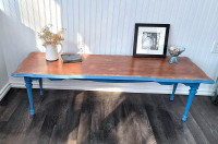 Table de salon antique en bois de 5 pieds 60"x20"x17"