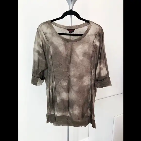 NWOT - Simon Chiang - (Size M) Women's Brown Tan Shirt Top