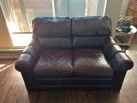 Leather love seat