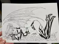 Al Rio Original Signed & Inked Sexy Demon Girl Art