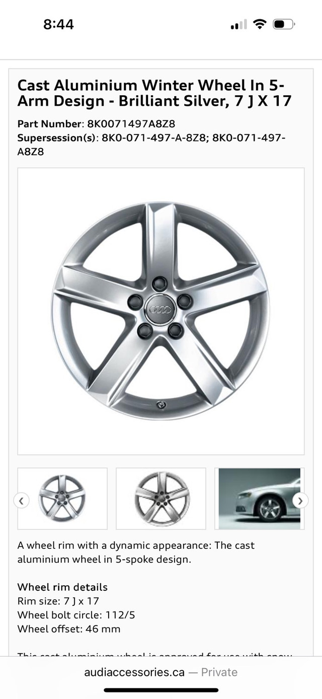 Audi A4 09-16 winter tires and rims in Tires & Rims in Calgary