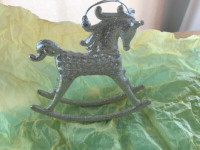 Rocking Horse Christmas Ornament Silver Sparkling