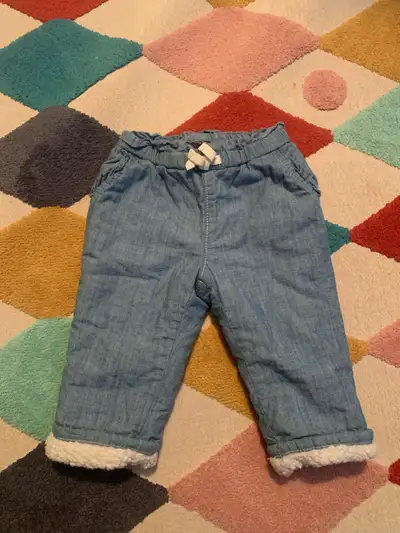 Gap Denim Pants Baby Girl 6-12 months Sherpa lining, View more