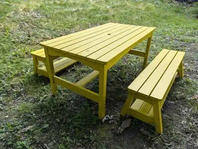 Wood Kids Picnic Table and benches. Natural outdoor table for sm, View more