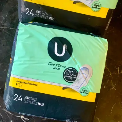 2 packages of U by Kotex Clean & Secure Maxi Pads, View more