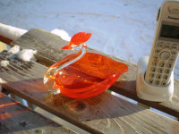 Verre soufflé / style Murano  / cadeau / canard orangé