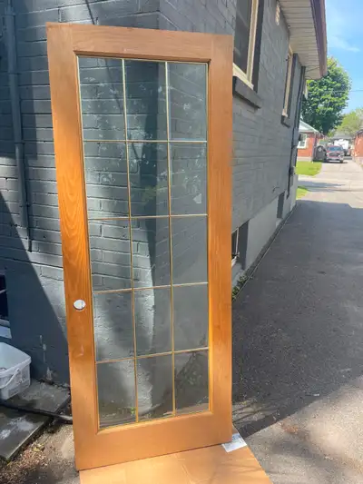 Solid Oak Door with Brass Frame and Windows, View more