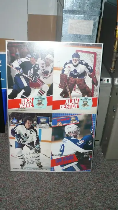 Vintage Hockey Sign and # Silver framed available excellent condition hang it up enjoy.