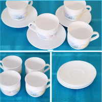 Tasses  et soucoupes CORELLE $4.00 pièce. Peut vendre à l'unité