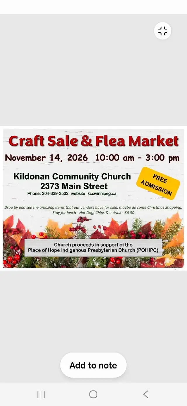 CRAFT SALE FLEA MARKET 2373 MAIN STREET WINNIPEG 