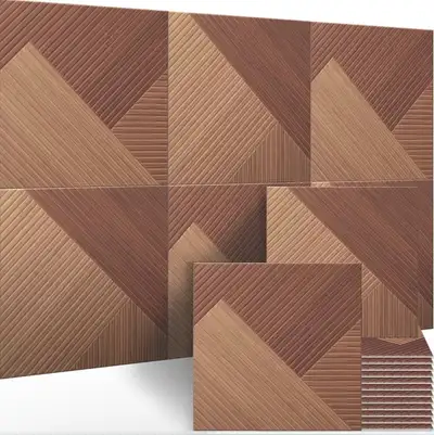 6 Pack Acoustic Wall Panels Wood Pattern Soundproof Foam 70x47in, View more