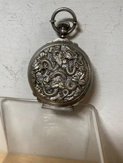 Antiques Chinese Telescopic Cup in Pocket Watch Case Unique A small collapsible or telescopic cup di...