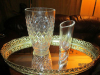 Deux magnifiques vases 6" & 5" en cristal Pb24% de belle valeur