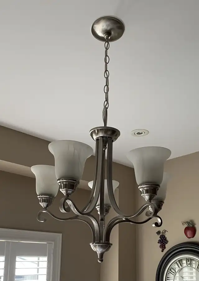 5-LIGHT SILVER/ PEWTER CHANDELIER in Indoor Lighting & Fans in Markham / York Region - Image 3